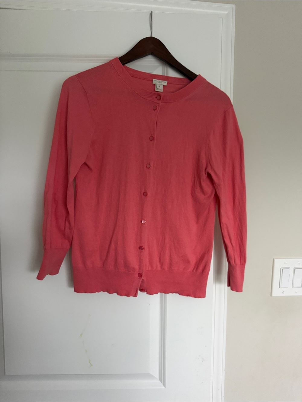Women's Crewneck Button-Front Cardigan Sweater - Coral